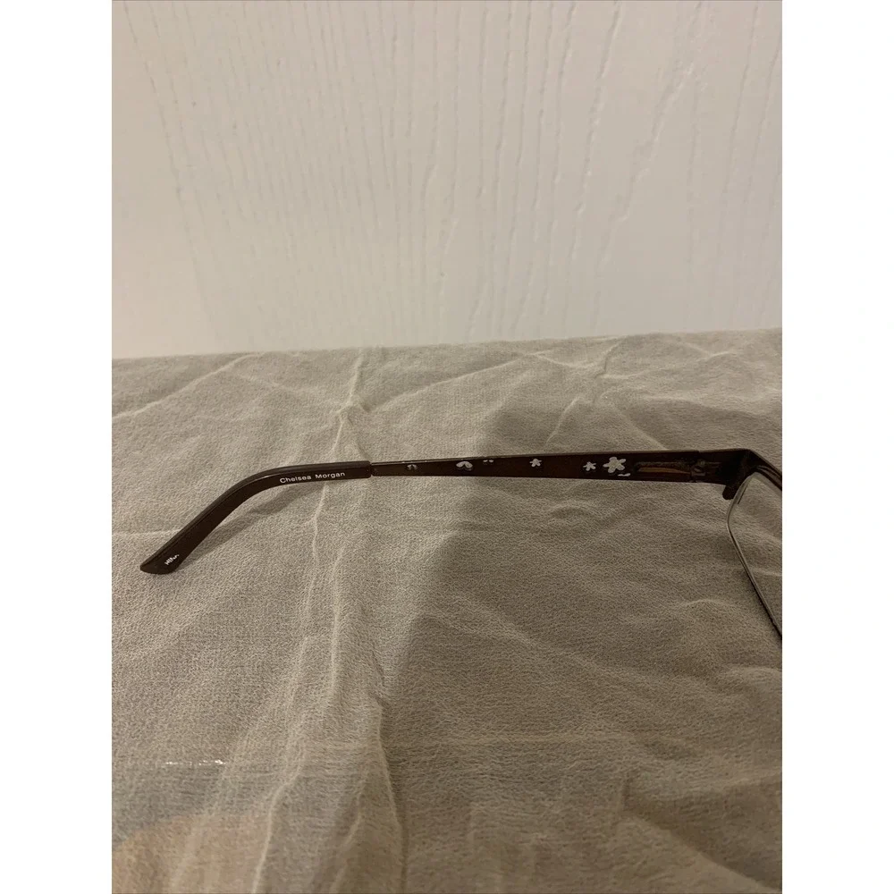 chelsea morgan eyeglasses Frames Woman's Metal Brown Flower Cut Backs EUC